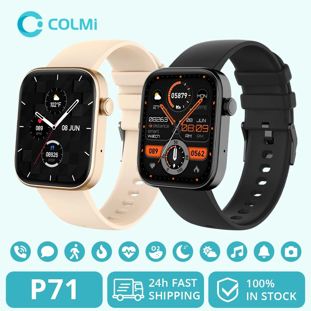 COLMI-Montre connectée P71 pour les hommes et les femmes, étanche conforme à la norme IP68