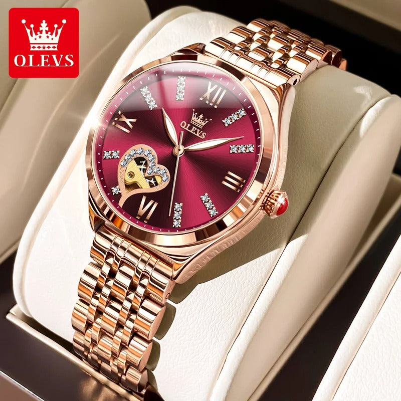 OLEVS-Montres Mécaniques Automatiques pour Femme, Acier Étanche, Montre Femme