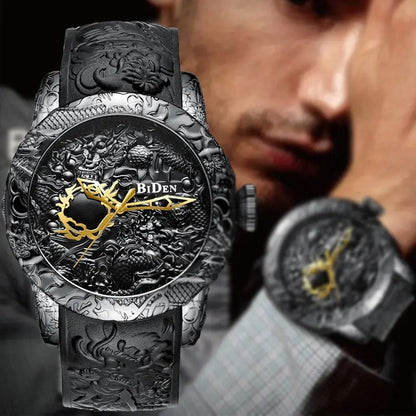 Montre-Bracelet BIDEN Dragon Doré: Un Chef-d'Œuvre Mécanique