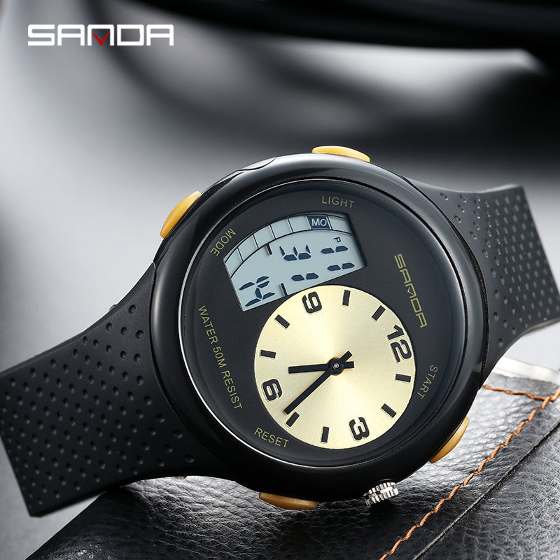 Montre de sport  pour homme, accessoire de luxe, double affichage, style militaire, lumineuse