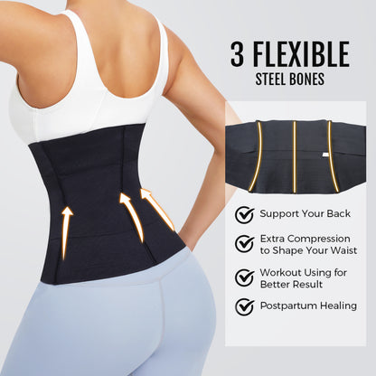 Peau noire respirable Double ceinture ceinture entraîneur en Latex Shapewear Wrap Fajas Corset