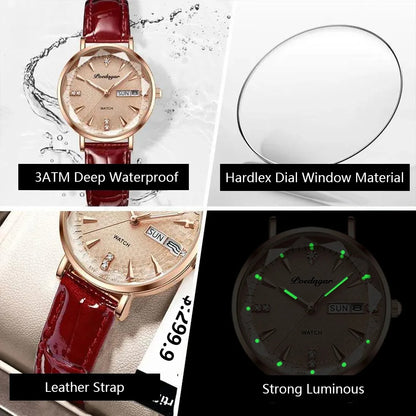 POEDAGAR – Montre-Bracelet en cuir Ultra-mince pour femmes