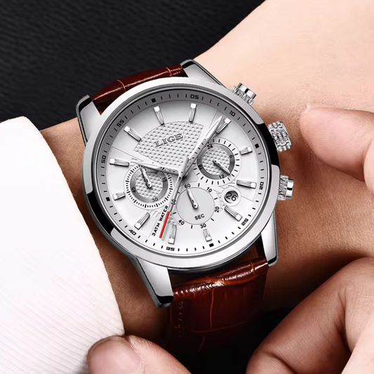 LIGE – montre  en cuir pour homme