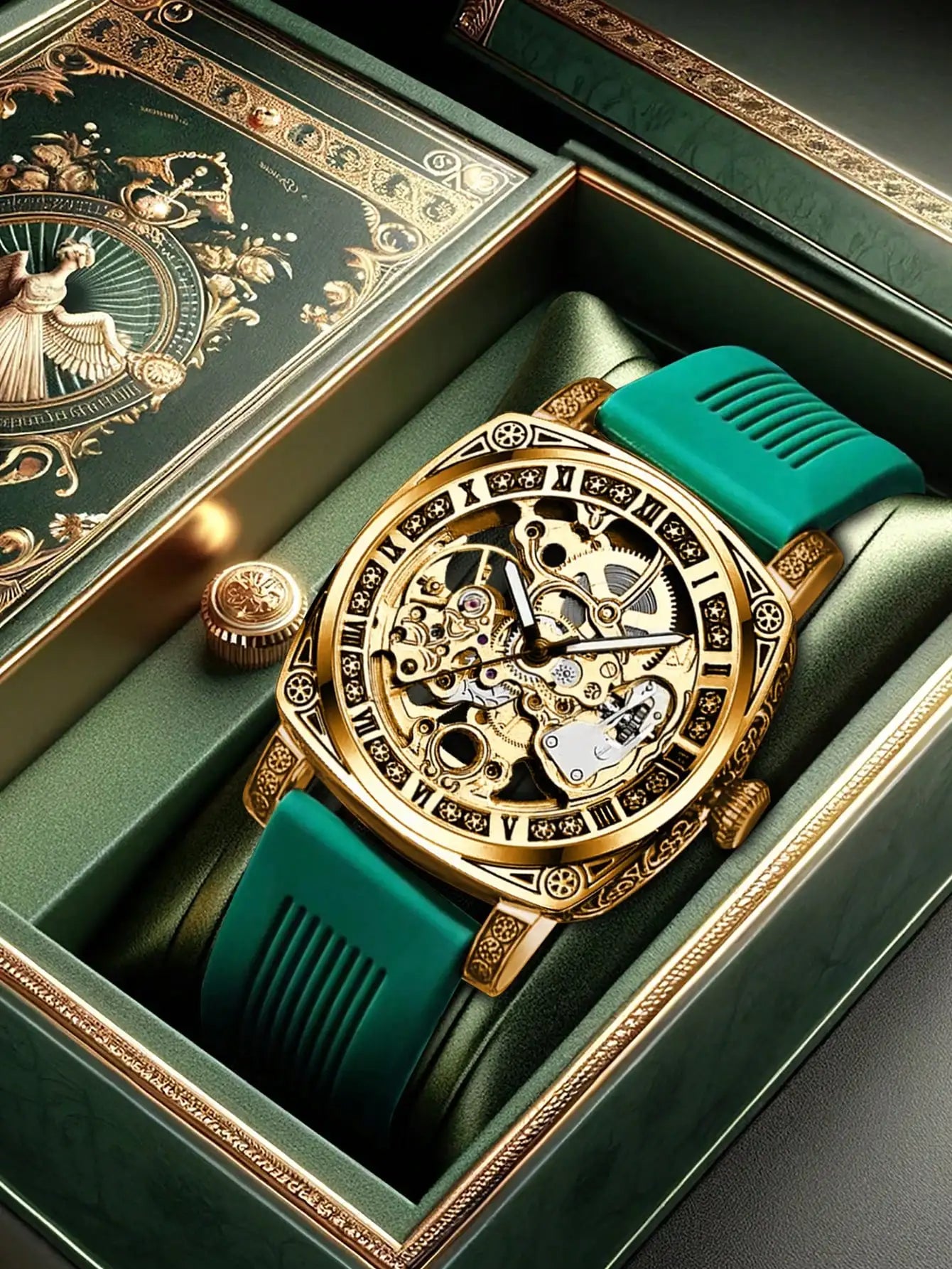 Montre Mécanique Automatique Creuse Pour Homme, Style Rétro Décontracté