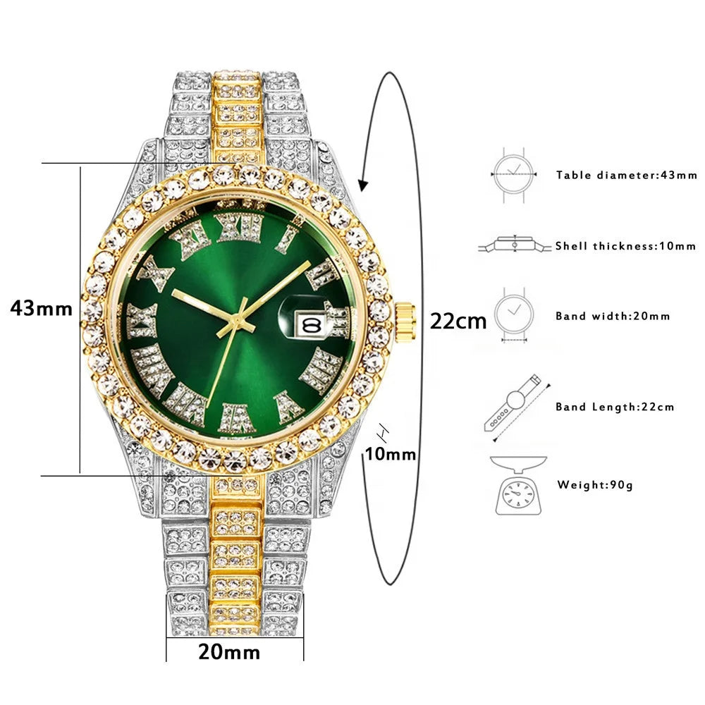 ✨Montre à Quartz Homme Or &Vert  ✨