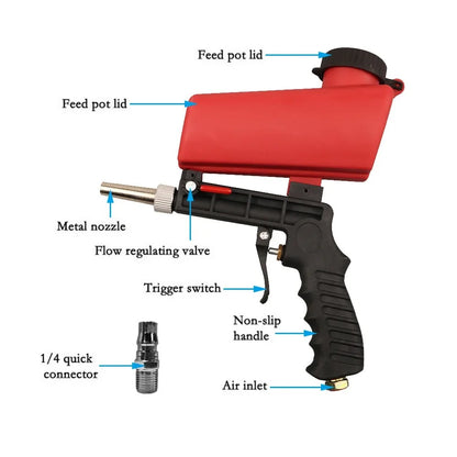 Pistolet de sablage portable réglable 90psi