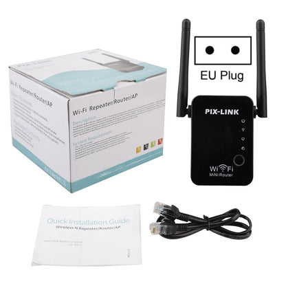 PIX-Link WiFi Répéteur amplificateur de Signal, 4 Antennes Externes 2.4GHz Haute Vitesse 300Mbs Wi-FI