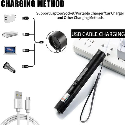 Laser Vert Pointer-10000m USB Charge Batterie