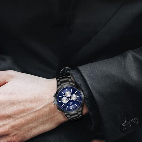 IIK Montre de mode avec calendrier pour homme à trois yeux et six broches