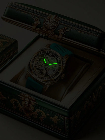 Montre Mécanique Automatique Creuse Pour Homme, Style Rétro Décontracté