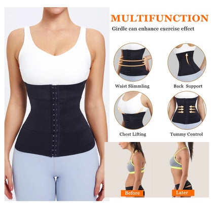 Peau noire respirable Double ceinture ceinture entraîneur en Latex Shapewear Wrap Fajas Corset