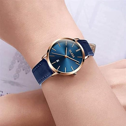 OLEVS – montre-bracelet en cuir Ultra fine pour homme et femme