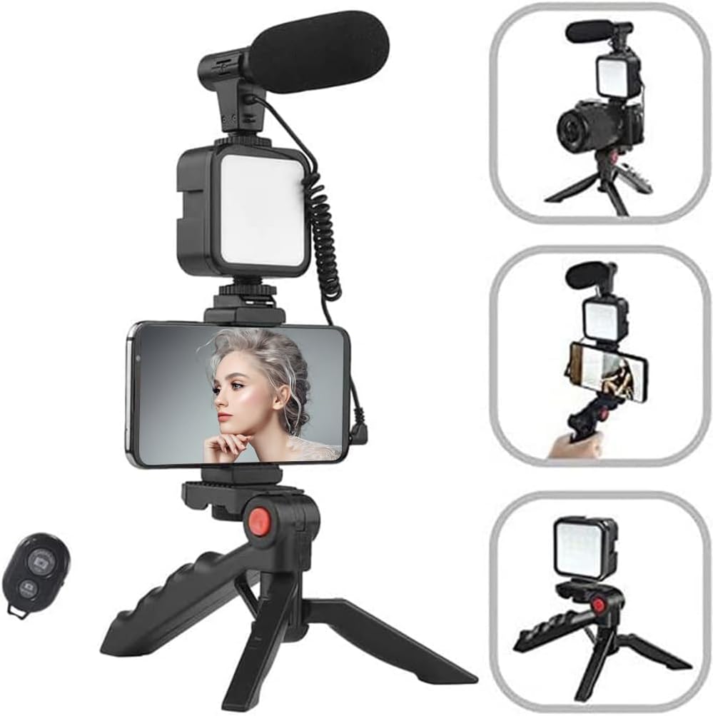 Professional Video Creation Kit: StudioVision Mic & Portable LED"