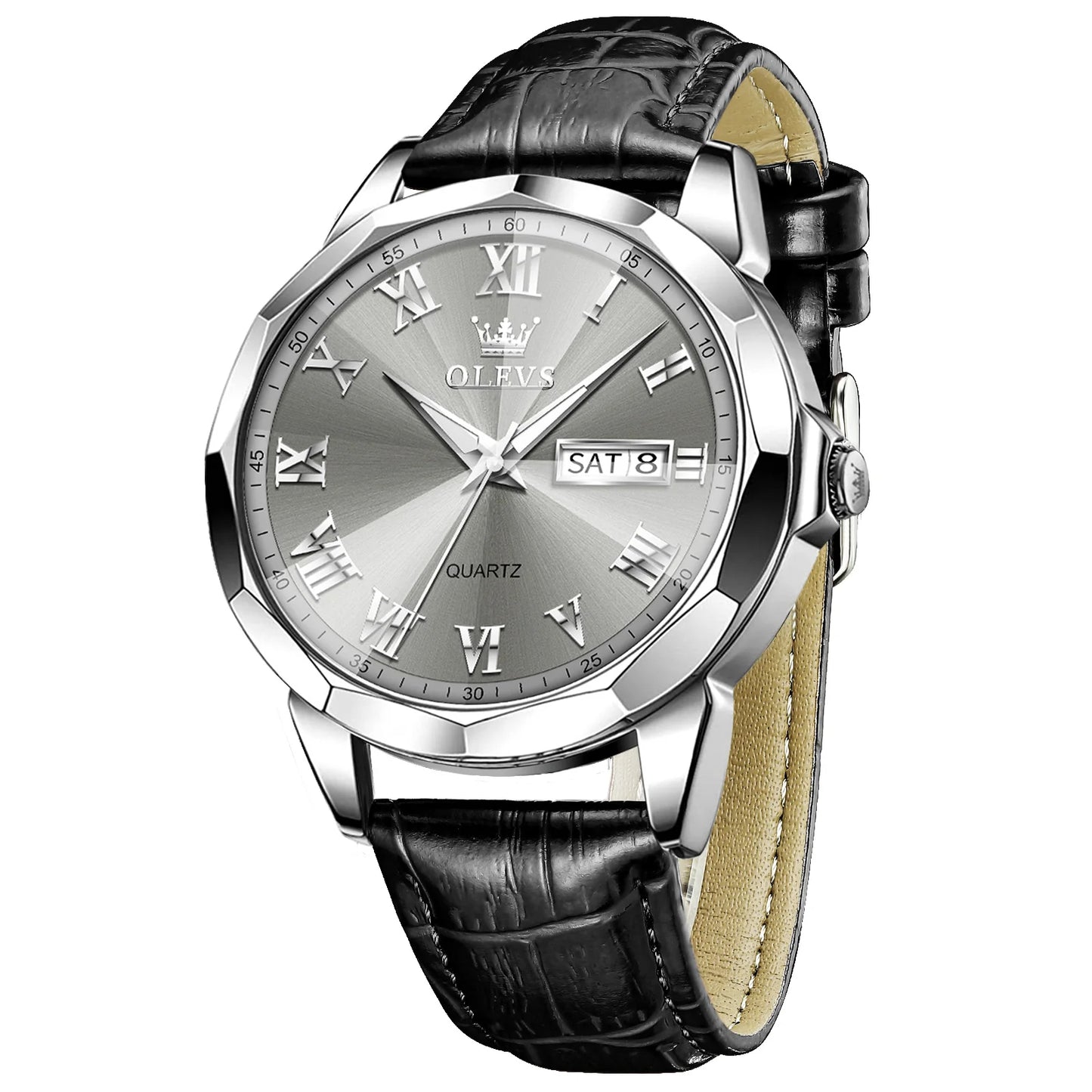 Montre en cuir ultra fine OLEVS pour hommes