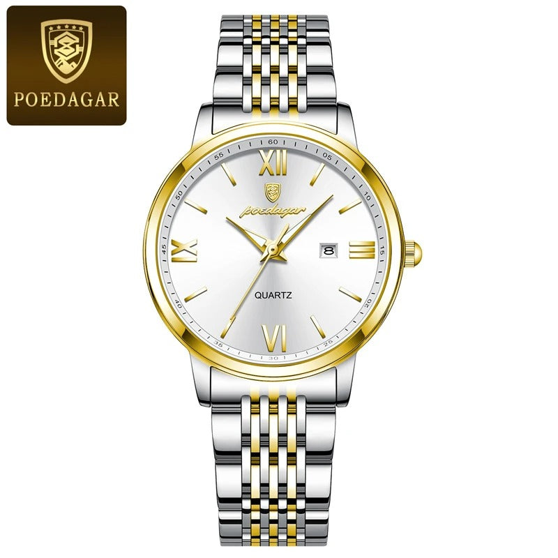 POEDAGAR-Montre à Quartz en Acier Inoxydable pour Femme, Luxe