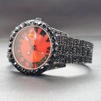 Montre à Quartz Noire et Rouge pour Homme, Style Hip-Hop