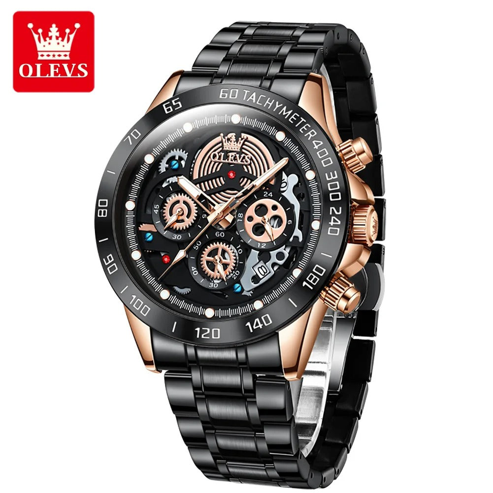 OLEVS montre pour hommes étanche Quartz montre-bracelet en acier inoxydable