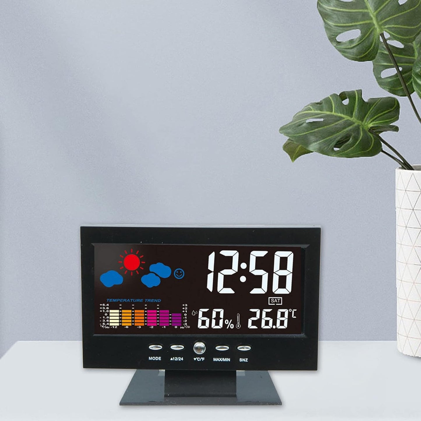 GBSELL Horloge de bureau à écran couleur de température et d'humidité