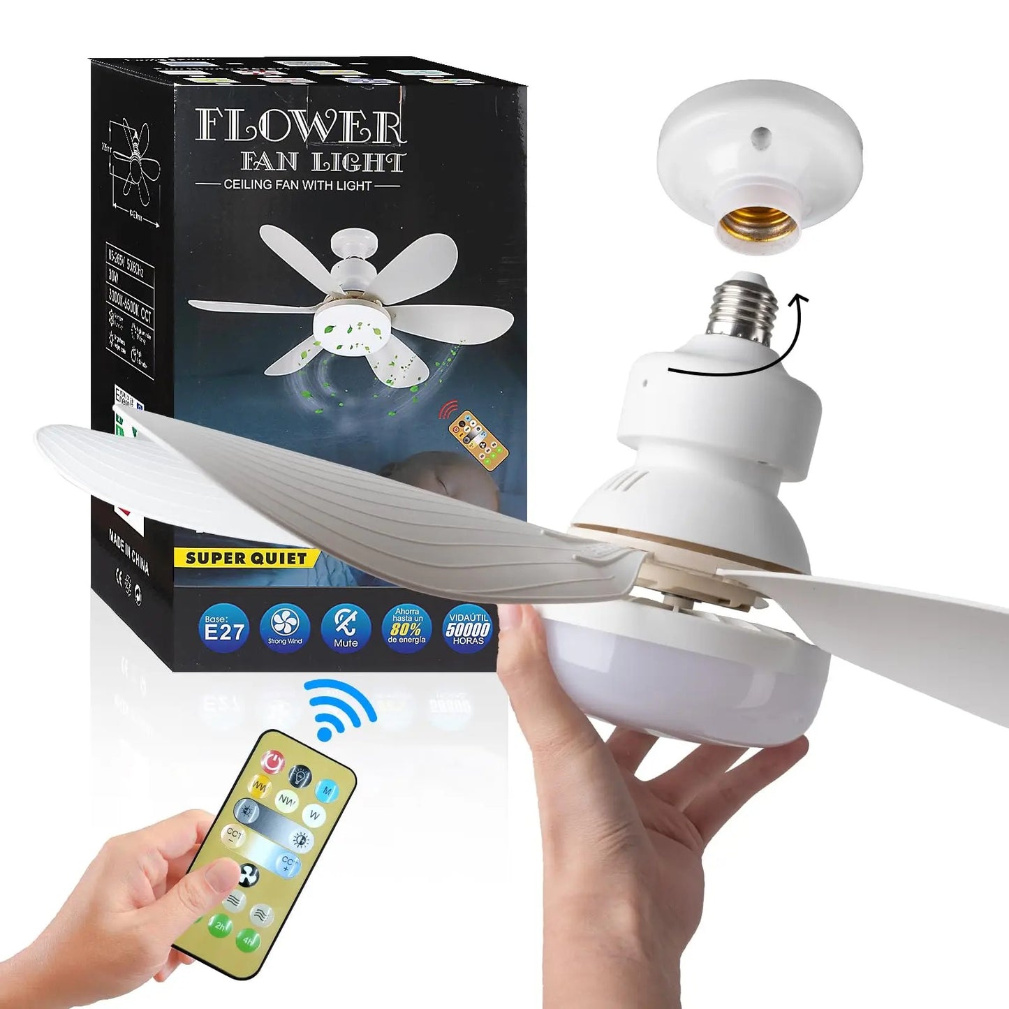 Plafonnier LED Intelligent avec Ventilateur Silencieux et Télécommande