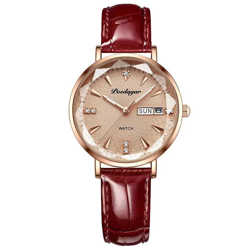 POEDAGAR – Montre-Bracelet en cuir Ultra-mince pour femmes