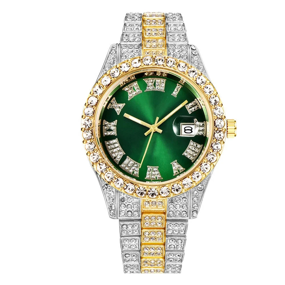 ✨Montre à Quartz Homme Or &Vert  ✨