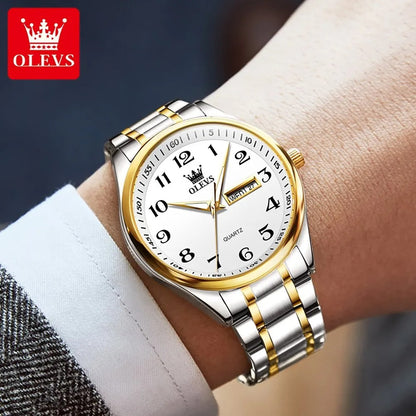 Montre OLEVS à Quartz Étanche pour Homme - Classique et Élégante en Or