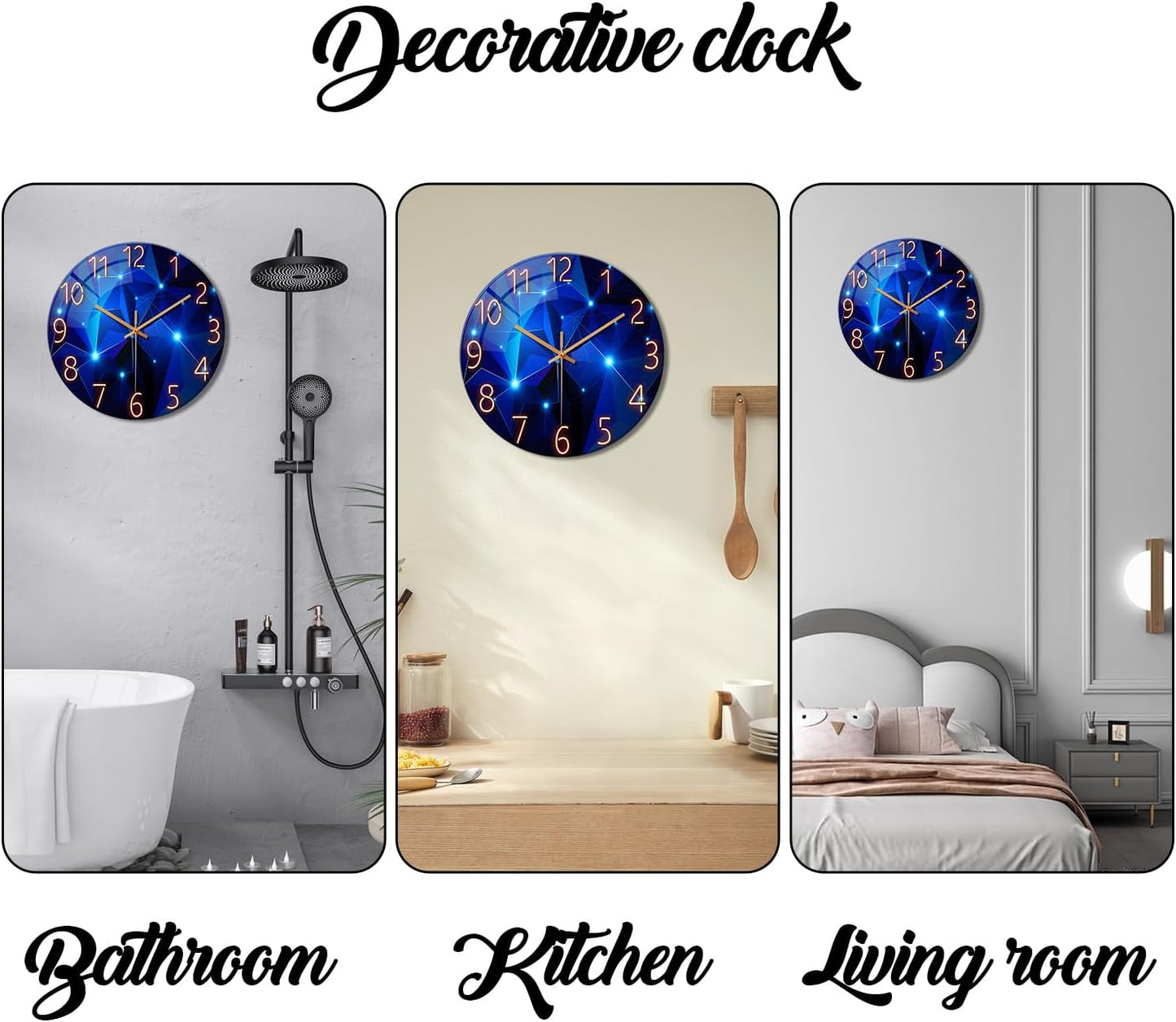 Horloges murales bleues Constantplanet : Décoration élégante pour salons et cuisines