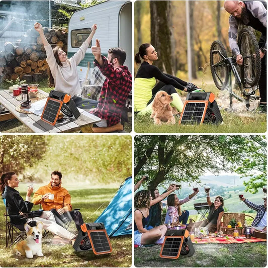 Ventilateur de camping solaire multifonction avec lumière