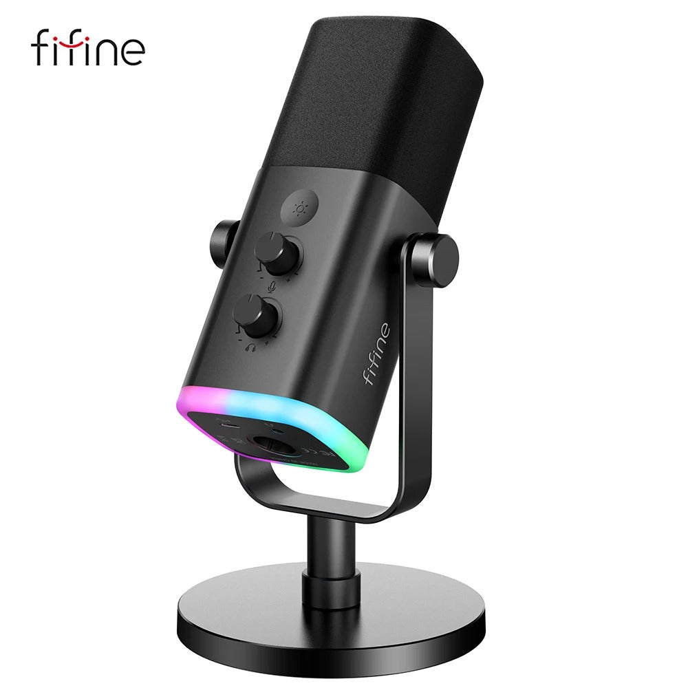 FIFINE-Microphone dynamique USB/XLR avec bouton tactile muet