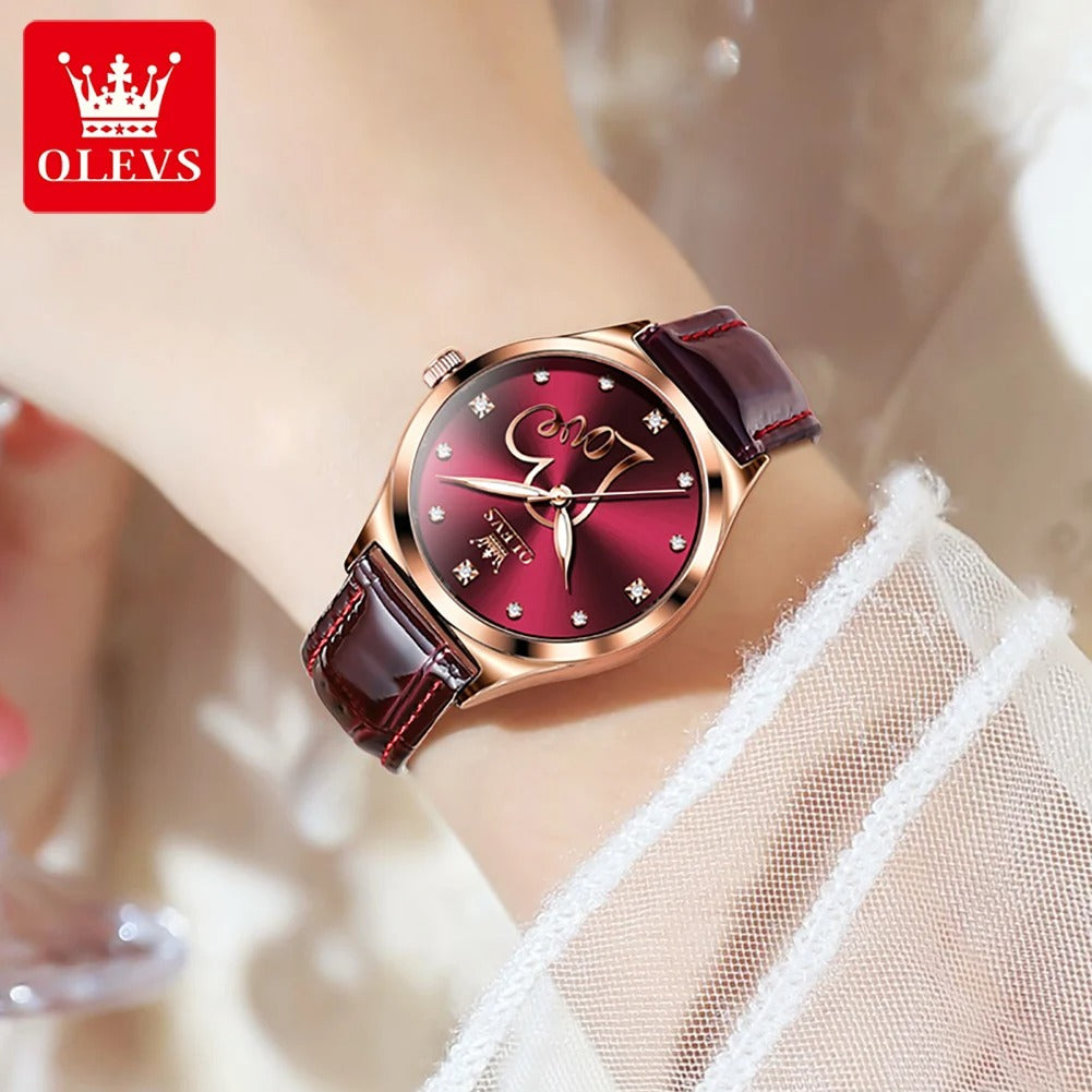 OLEVS-Montre à quartz étanche en forme de cœur pour femme