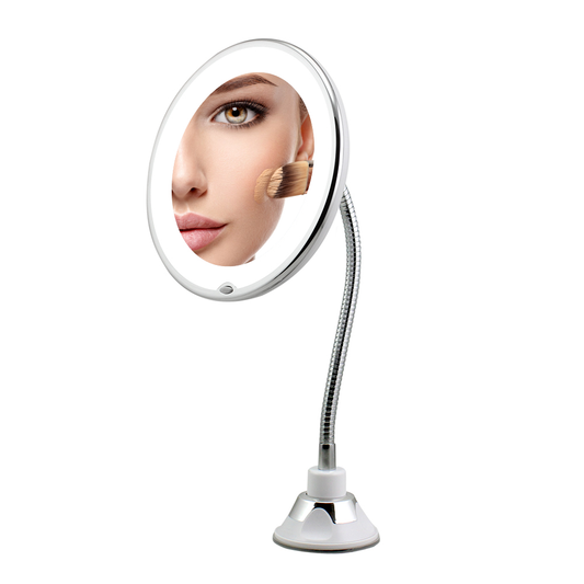 LuxeMiroir - Miroir de maquillage à col de cygne flexible, rotation 360°, avec éclairage LED