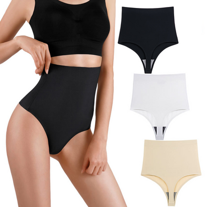 Culotte sans couture taille haute gainante pour abdomen, string inclus.