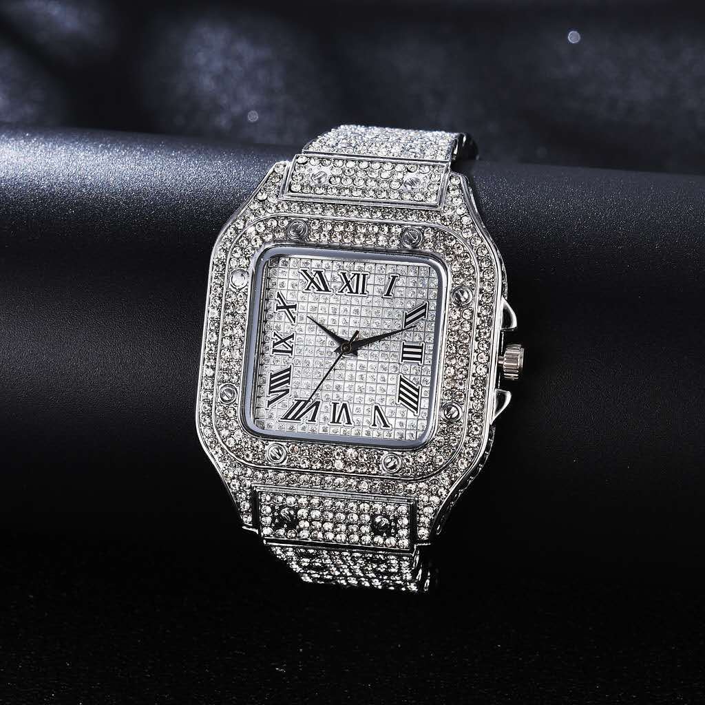 Montre Métallique Remplie De Strass Pour Femmes - Argenté