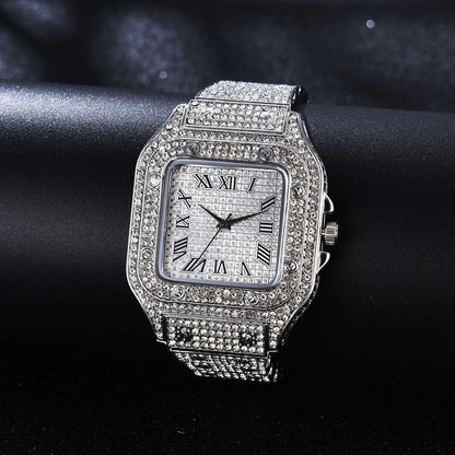 Montre Métallique Remplie De Strass Pour Femmes - Argenté