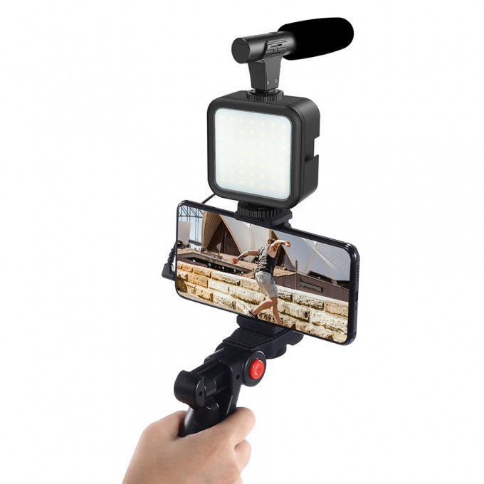 Kit de création vidéo StudioVision avec microphone et lampe led portable pour trépied