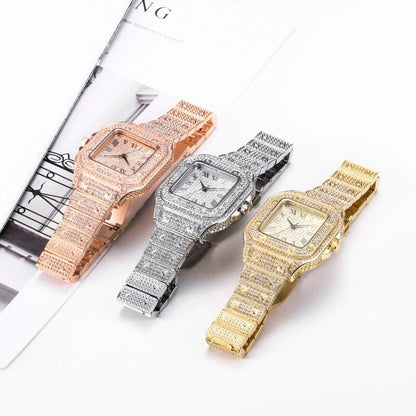 Montre Métallique Remplie De Strass Pour Femmes - Argenté