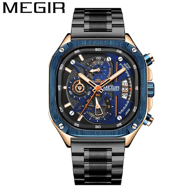 MEGIR-Montre-bracelet de sport étanche pour homme, chronographe militaire