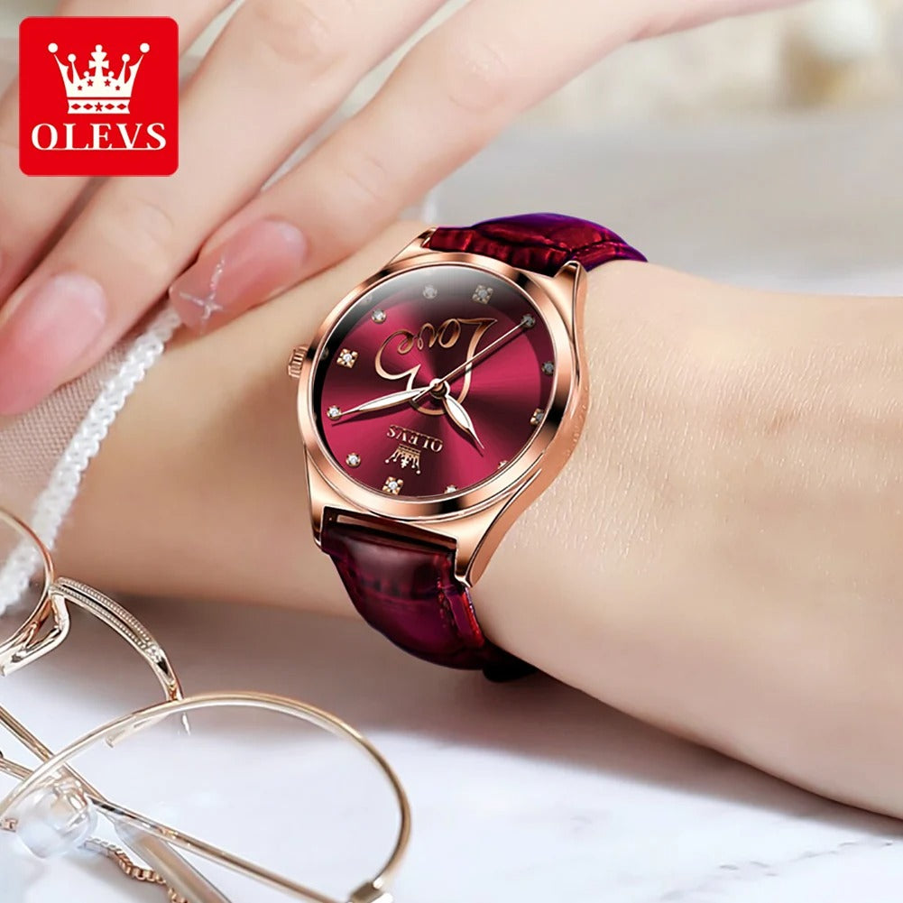 OLEVS-Montre à quartz étanche en forme de cœur pour femme