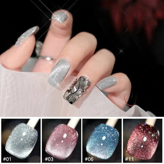 Vernis à Ongles Gel Magnétique avec Paillettes Réfléchissantes.