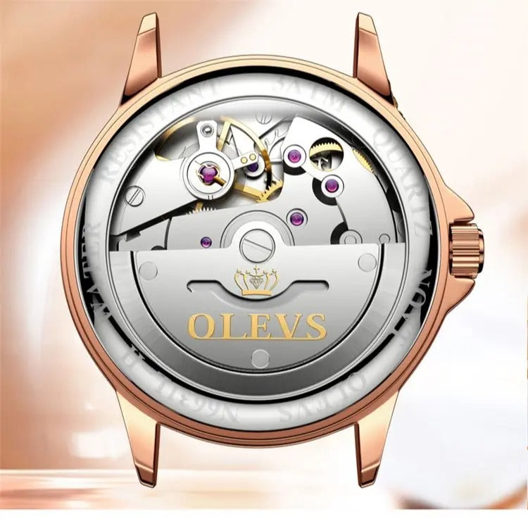 OLEVS Montres élégantes pour femmes - Montre élégante à remontage automatique - En acier inoxydable