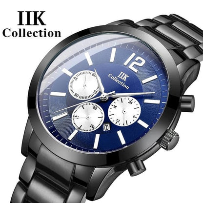 IIK Montre de mode avec calendrier pour homme à trois yeux et six broches