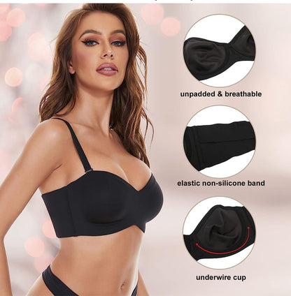 Soutien-gorge amovible, convertible et antidérapant avec maintien intégral