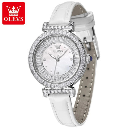 OLEVS-Montre à quartz étanche pour femme, bracelet en cuir