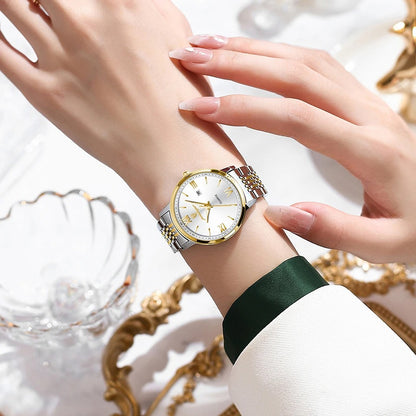 POEDAGAR-Montre à Quartz en Acier Inoxydable pour Femme, Luxe