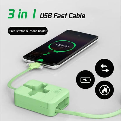 Câble micro USB de type C rétractable avec support de téléphone