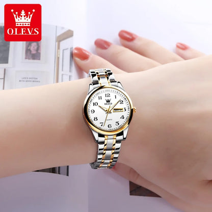 OLEVS-Montre-bracelet à quartz étanche en acier inoxydable pour femme