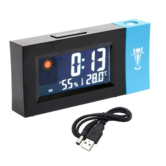 Horloge Numérique LED avec Projection au Plafond et au Mur