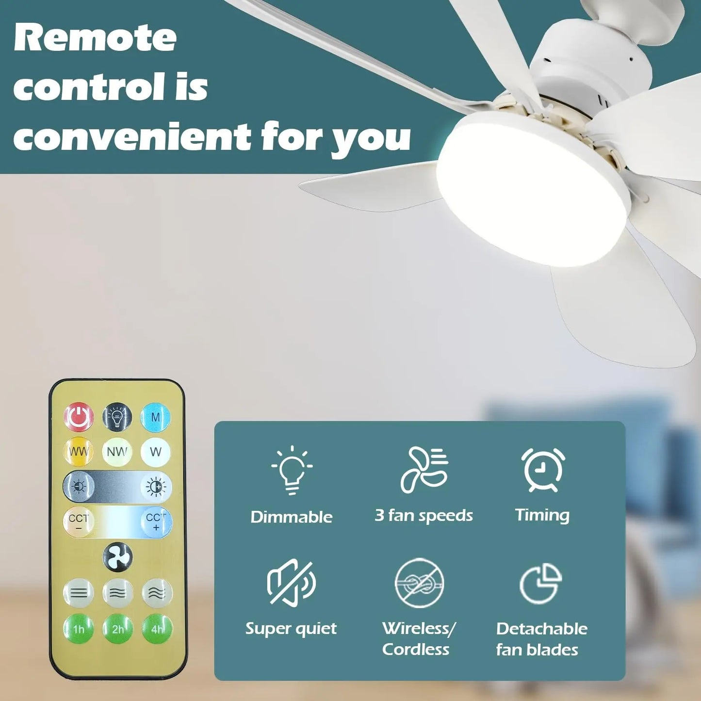 Plafonnier LED Intelligent avec Ventilateur Silencieux et Télécommande