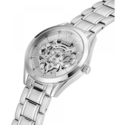 GUESS Montre à quartz pour femme avec bracelet en acier inoxydable, argent