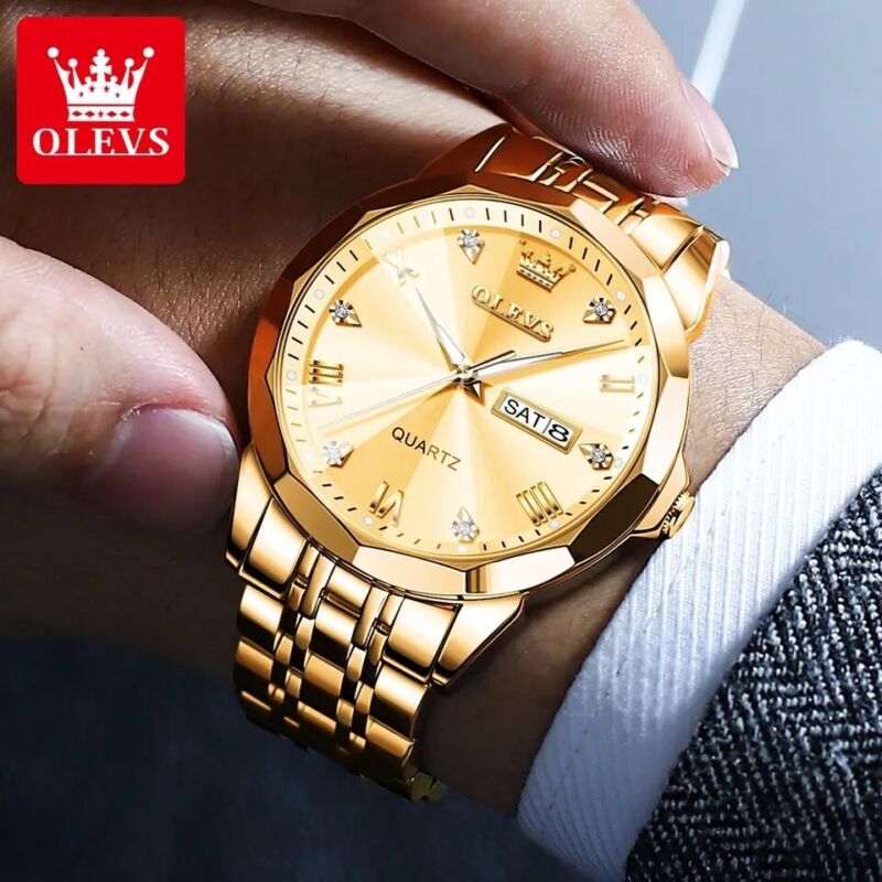 OLEVS – montre-bracelet minimaliste en diamant pour hommes et femmes.